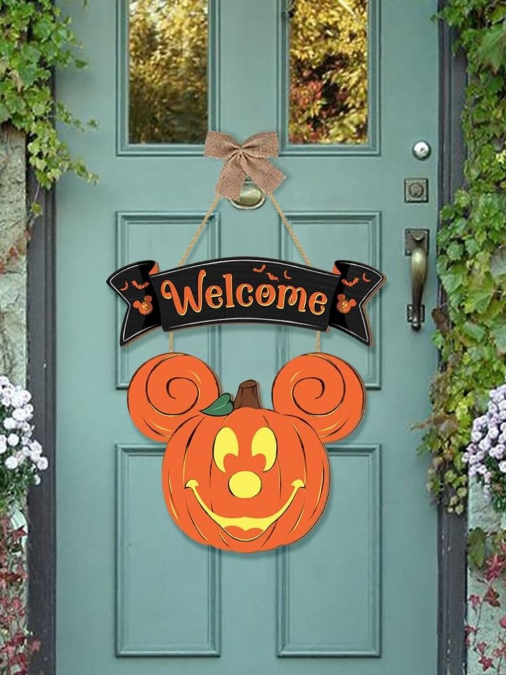Halloween Mouse Pumpkin Welcome Door Sign